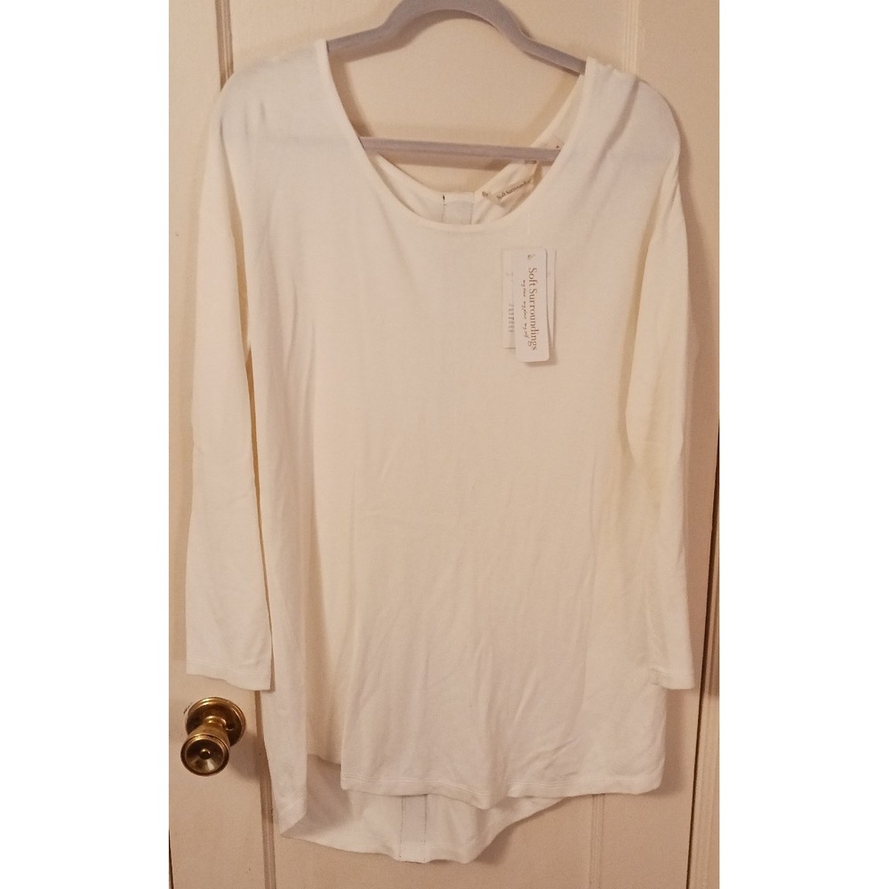 NEW Soft Surroundings Off White‎ Tunic Top with Exposed Back Zipper, Medium